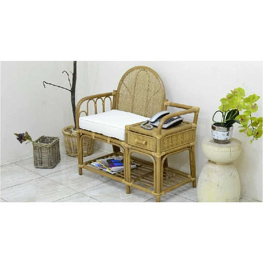 Банкетка Vinotti 13/02 ротанг мед, 84х85х45 см