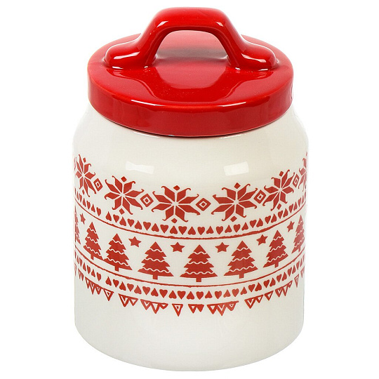 Банка для сыпучих продуктов, доломит, 0.55 л, 10х10х14 см, с крышкой, Daniks, Олени