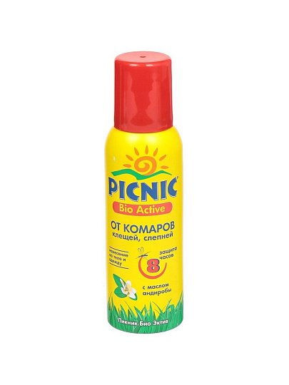 Репеллент от комаров, клещей, аэрозоль, Picnic, Bio active, 125 мл, 46 00104 02316 3