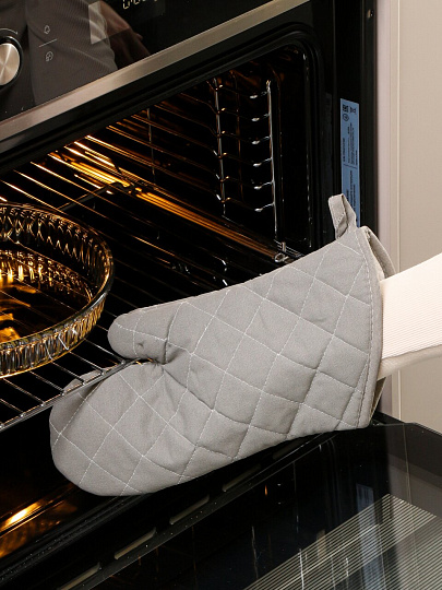 Прихватка-варежка 32х18 см, 100% полиэстер, серая, B180051