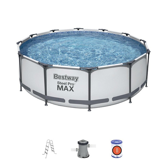 Бассейн каркасный Bestway, 366х100 см, Steel Pro Max, 56418BW, фильтр-насос, лестница, 9150 л
