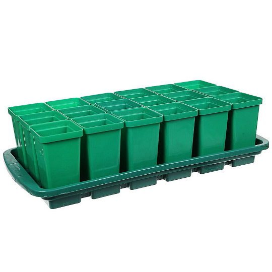 Набор для рассады 300 мл, 470х235х125 мм, Урожай-18 Макси, 18 стаканчиков, разборный, Агропласт