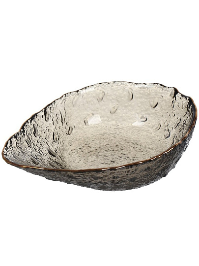 Салатник стекло, фигурный, 4 см, 0.2 л, отвод золотом, 16х12х4см, Графит, Y6-10079