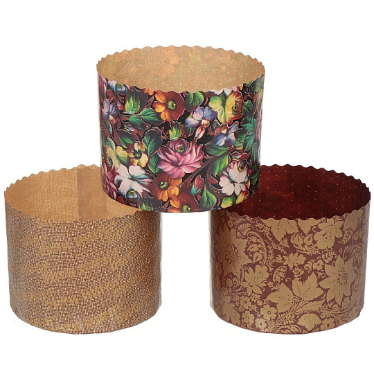 Набор форм для запекания бумага, 3 шт, 11х11х8.5 см, 1 л, круглый, в ассортименте, Marmiton, Пасхальный, 11349