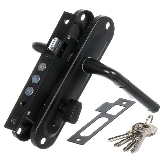 Замок врезной S-Locked, 162-40 мод. 247 BL, 120626, ручка в комплекте, цилиндровый, универсальный, черный