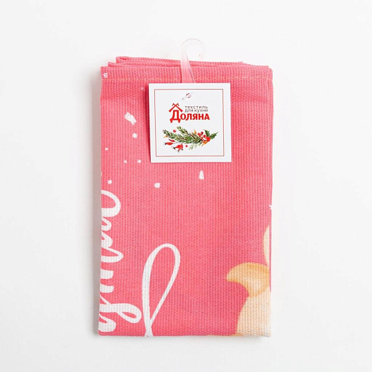 Полотенце кухонное вафельное, 35х60 см, 160 г/м2, 100% хлопок, Доляна, Все желания сбудутся, Россия, 5059181