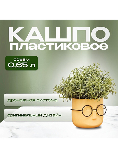 Кашпо пластик, 0.65 л, 11.5х10.5 см, со вставкой, банановое, Idea, Стив, М 3079