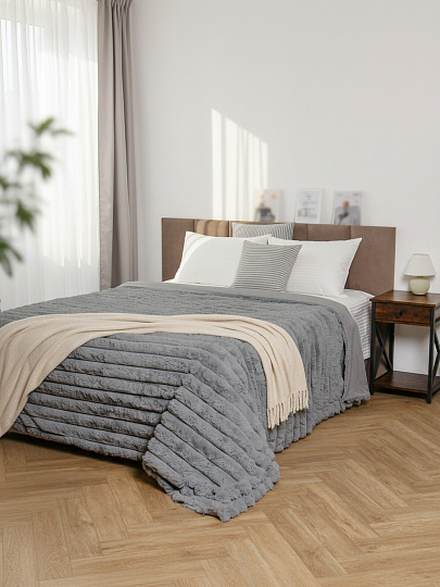 Покрывало евро, 240х260 см, 100% полиэстер, верх ткань 460 гр/м, низ ткань 200гр/м, Silvano, Кролик, графит