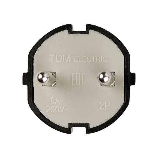 Вилка без заземления, 6 А, 250 В, черная, TDM Electric, Народная, SQ1806-0402