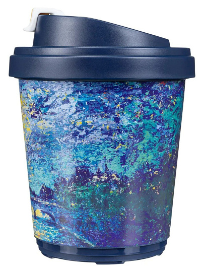 Термостакан пластик, 0.3 л, Бытпласт, Phibo Лунная ночь, с клапаном, с декором, синий, 435259917