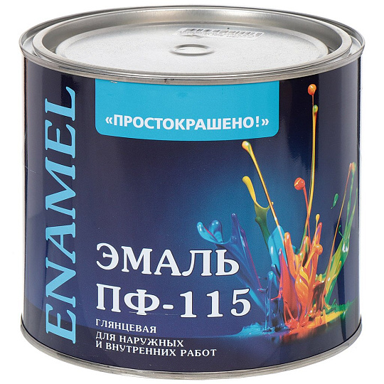 Эмаль Простокрашено, ПФ-115, алкидная, глянцевая, коричневая, 1.8 кг