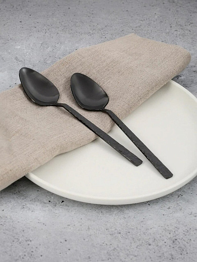 Ложка нержавеющая сталь, 2 предмета, столовая, Domenik, Rock Black, DMC031