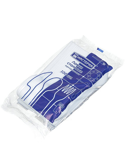 Ложка одноразовая 100 шт, Мистерия, 141080, белая