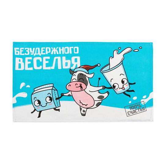 Полотенце кухонное вафельное, 35х60 см, 160 г/м2, 100% хлопок, Доляна, Безудержного веселья, Россия, 5059191