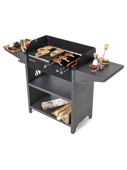 Мангал 1332х600х394х895 мм, 2 мм, гриль, складные полки, Gratar, Standart Grill, FSG2000