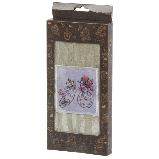 Полотенце кухонное махровое, 42х42 см, 180 г/м2, 50% лен, 50% хлопок, Dinosti, Корзина цветов, Россия