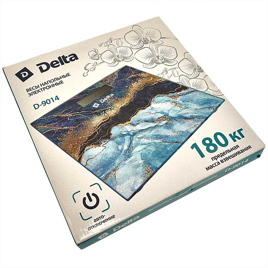 Весы напольные электронные, Delta, Синий оникс, стекло, до 180 кг, 30х30 см, LCD-дисплей