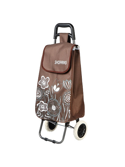 Тележка хозяйственная 89х34х28 см, металл, 30 кг, коричневая, складная, с сумкой, T2023-038