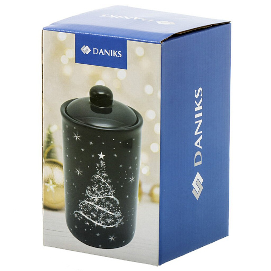Банка для сыпучих продуктов, доломит, 0.75 л, 10х10х16.6 см, с крышкой, Daniks, Сказочный праздник