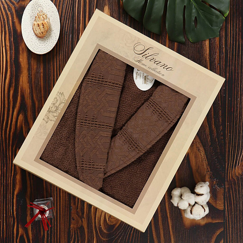 Халат мужской, махровый, 100% хлопок, коричневый, XL-XXL, 52-54, Barkas, Aria, AI-1905027