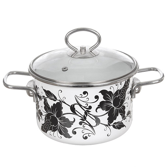 Кастрюля эмалированная сталь, 5 л, крышка стекло, Vitross, Tango, 1SD245S/1SB245S, индукция