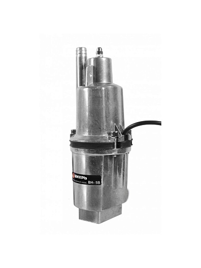 Насос вибрационный, Вихрь, верхний забор, 5 м, 280 Вт, глубина погружения 3 м, максимальный напор 72 м, 1.08 м³/ч, ВН-5В