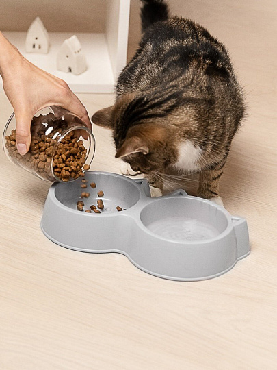 Миска для животных пластик, 400 мл, двойная, Vetta, 27х14.5х5 см, 273-163