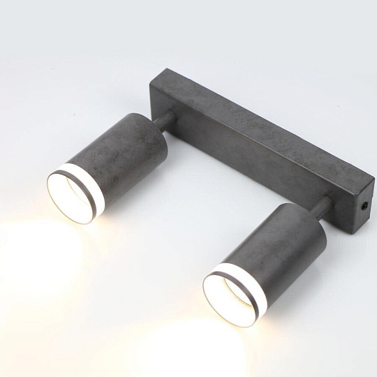 Светильник на основании General Lighting Systems, Башня, 50 Вт, GU10, на 2 лампочки, IP20, d5.5х10х10 см, боковое рассеивание, Спот, бетон, 662070