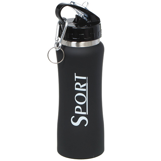 Термобутылка нержавеющая сталь, 0.5 л, узкая горловина, Daniks, колба нержавеющая сталь, для спорта, черная, SL-50YE-419C