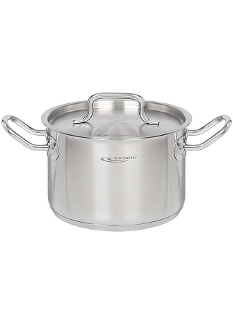 Кастрюля нержавеющая сталь, 3 л, крышка нержавеющая сталь, Катунь, Общепит, КТ-ОБ-03, металлик