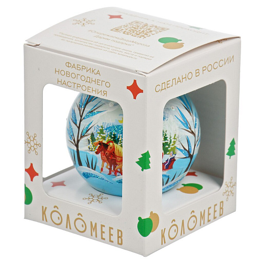 Елочный шар Тройка быстрая, 6.5 см, стекло, КУ-65-254044
