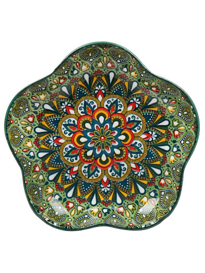 Блюдо керамика, 20 см, зеленое, Самарканд, Y4-9768