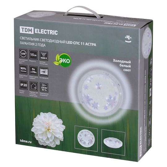 Светильник светодиодный, TDM Electric, СПС 11 Астра, 15 Вт, 4000 К, 1340 Лм, IP20, 35х35х90 см, белый, SQ0329-0161