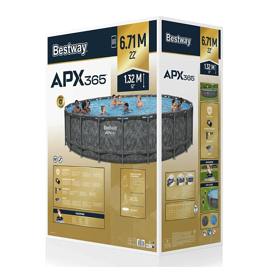 Бассейн каркасный Bestway, 671х132 см, 561JZ, фильтр-насос, лестница, тент, 40377 л, полисферы