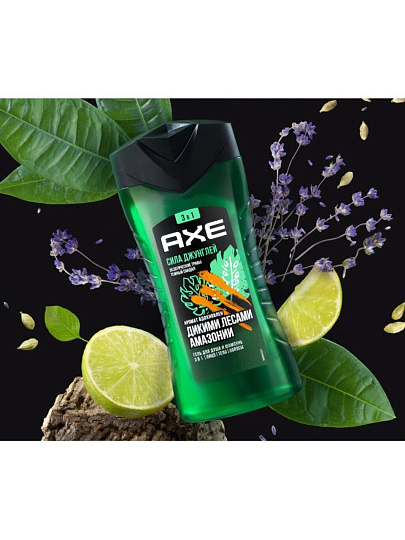 Гель для душа и шампунь Axe, Сила джунглей, для мужчин, 250 мл