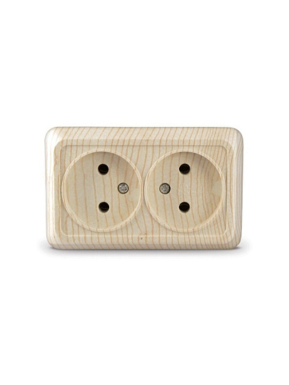 Розетка открытой установки, 2 гнезда, без заземления, 16 А, керамика, сосна, UNIVersal, Олимп, 5560858