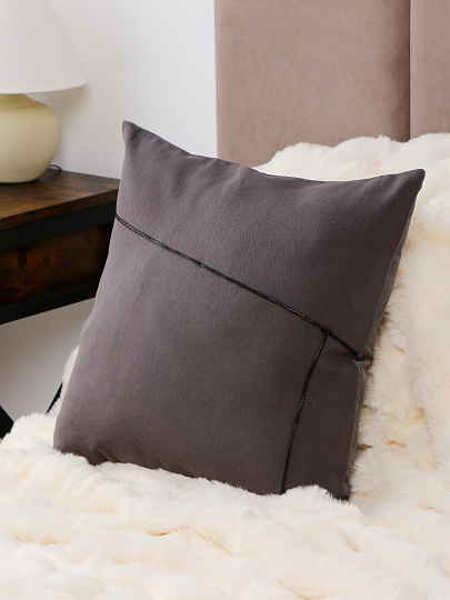 Наволочка декоративная Линии, 100% полиэстер, 45 х 45 см, серая, A130036