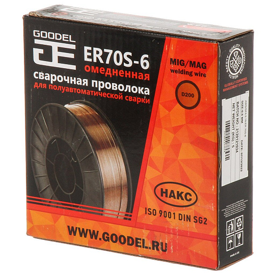 Проволока сварочная Goodel, ER70S-6, с омедненной поверхностью, диаметр 0.8 мм, 5 кг, C70D20008A