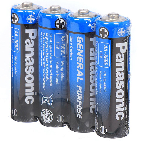Батарейка Panasonic, АА (LR06, LR6), General Purpose, цинк-карбоновая, 1.5 В, спайка, 4 шт