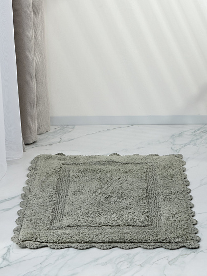 Коврик для ванной, 0.5х80 см, хлопок, ажурный край, темно-серый, Silvano, Лиона