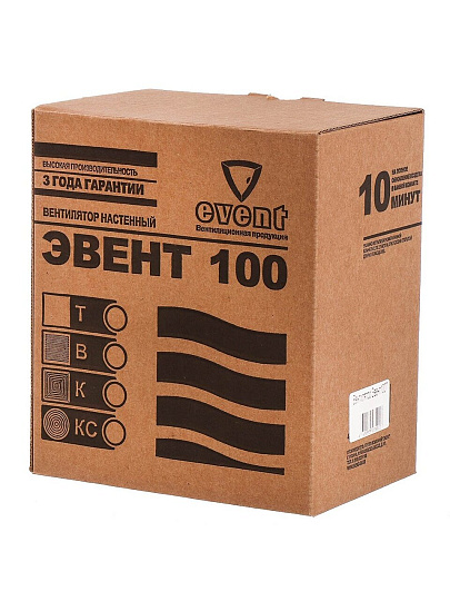 Вентилятор вытяжной настенный, Event, 98 мм, 13 Вт, 130 м³/ч, хром, 100 Т
