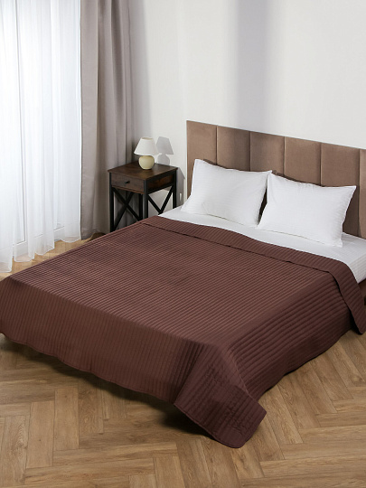 Покрывало евро, 220х200 см, 100% полиэстер, стеганое, Silvano, Жатка Элит, коричневое