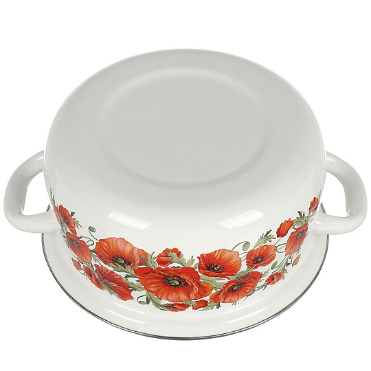 Кастрюля эмалированная сталь, 3 л, с крышкой, крышка сталь, сферический, Daniks, Маковый цвет, 61904-122/6-У