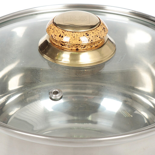 Набор посуды нержавеющая сталь, 12 предметов, кастрюли 1.8, 2.7, 3.6, 6.1 л, сковорода 24 см, ковш 1.8 л, Rainstahl, RS/CWD 1230-12 MBR/BK