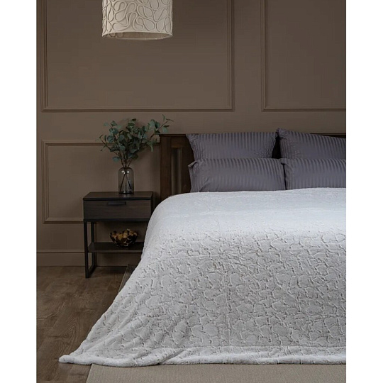 Плед евро, 220х240 см, искусственный мех, 100% полиэстер, Buenas Noches, 2224 Камешки, молочный, 3365