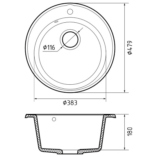 Мойка кухонная врезная, GranFest, Quarz, кварцевый песок, 479 мм, без сифона, терракот, GF-Z08