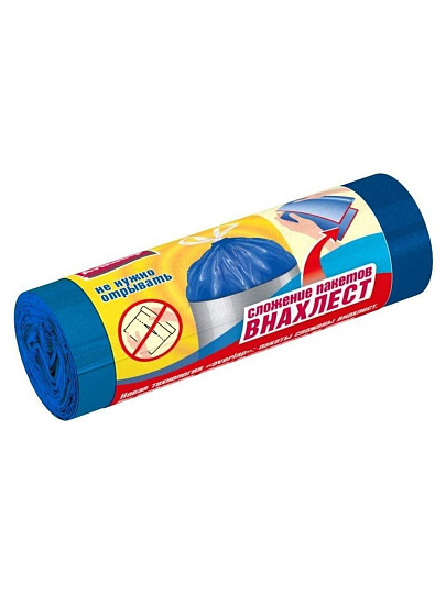 Пакеты для мусора 60 л, 10 шт, с завязками, Prestige, Внахлест, 89888, голубые