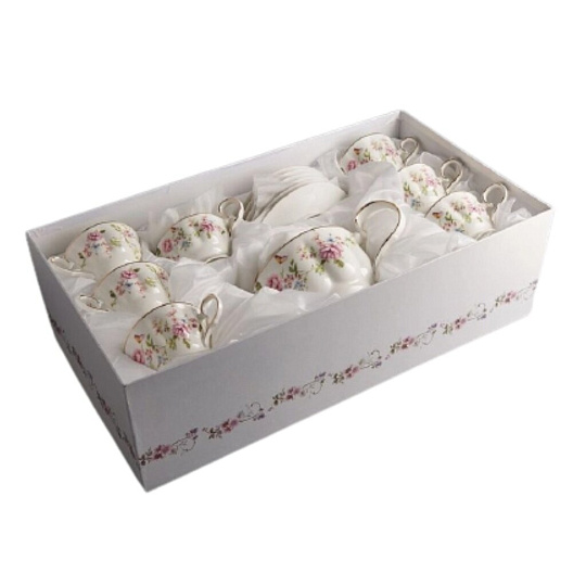 Набор чайный фарфор, 14 предметов, на 6 персон, 220 мл, Beatrix, Изабелла, МФ018P/14, подарочная упаковка