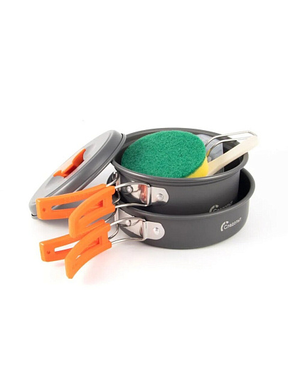 Набор посуды походный, анодированный алюминий, 7 предметов, в чехле, на 2 персоны, Следопыт, Compact, PF-CWS-K06