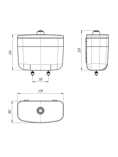 Бачок для унитаза полипропилен, кнопочный, с арматурой, низкорасположенный, Инкоэр, Тип БУ А СТАР